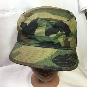 Vintage US Military Cap Camouflage Pattern W/ Flaps Class 1 Size 7-1/4